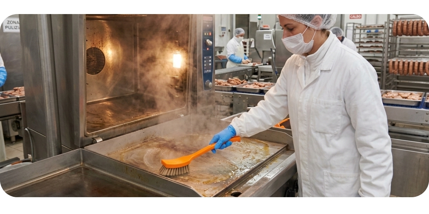 Spazzole con setole in PEEK fino a +250°C: la soluzione per la pulizia di forni e piastre industriali